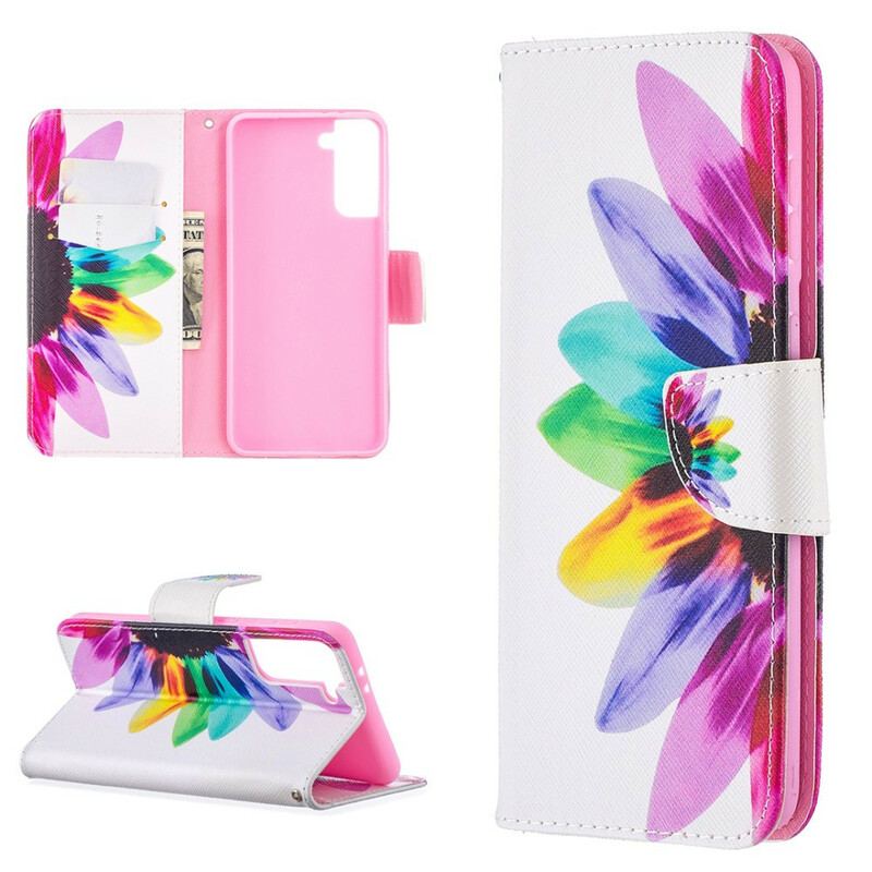 Flip Cover Samsung Galaxy S21 Plus 5G Akvarel Blomst