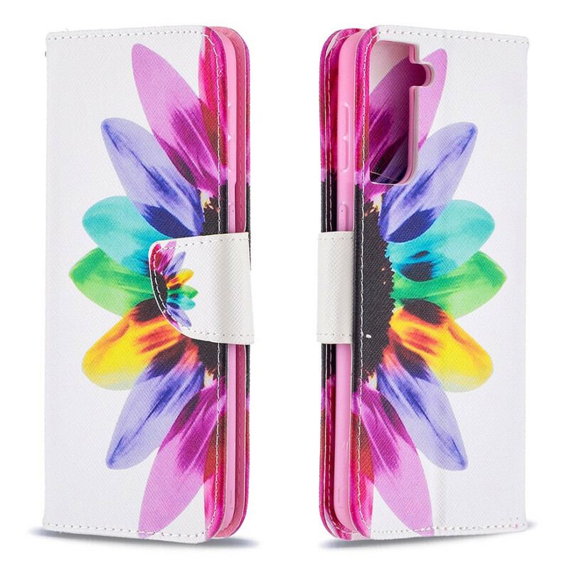 Flip Cover Samsung Galaxy S21 Plus 5G Akvarel Blomst