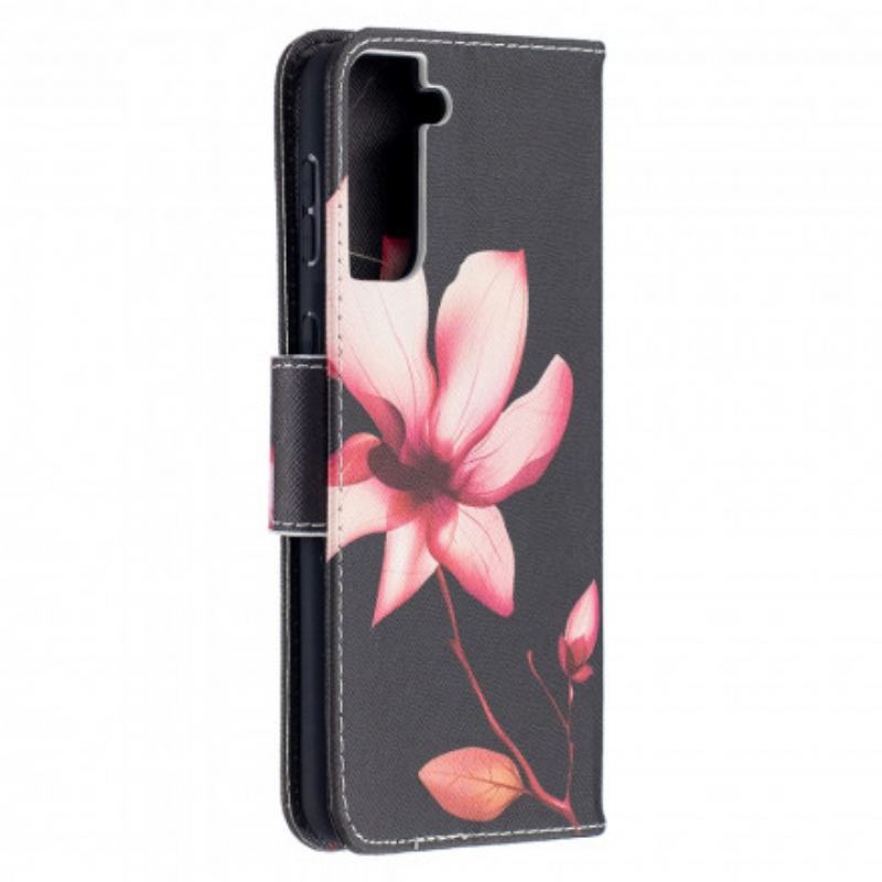 Flip Cover Samsung Galaxy S21 Plus 5G Lyserød Blomst