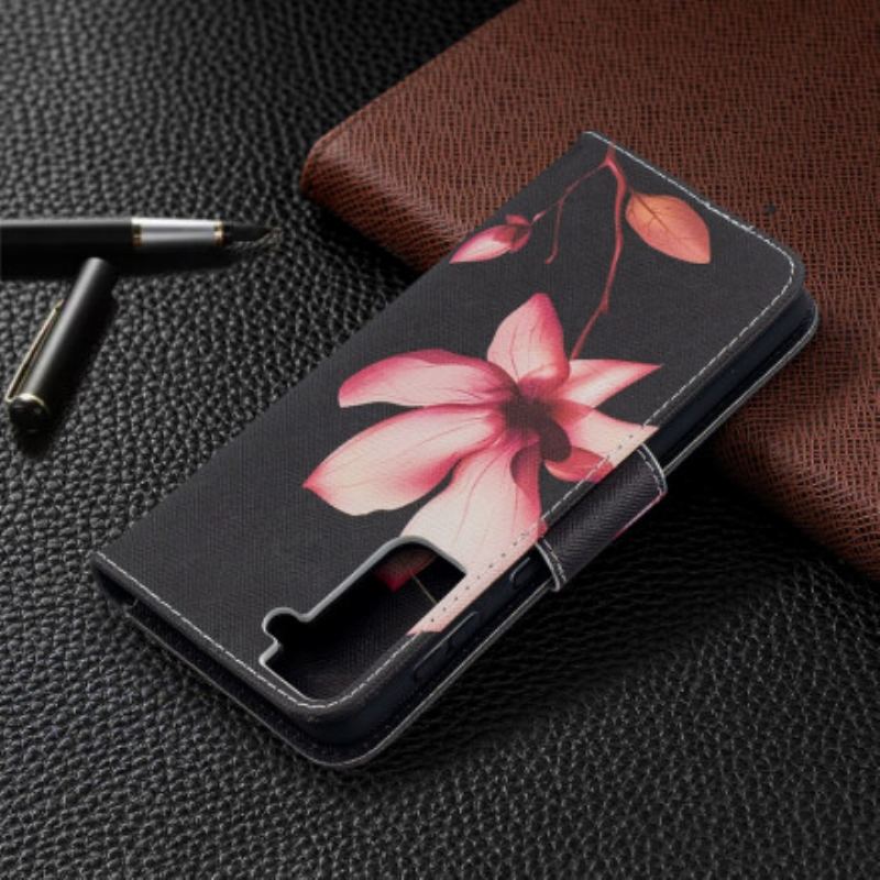 Flip Cover Samsung Galaxy S21 Plus 5G Lyserød Blomst