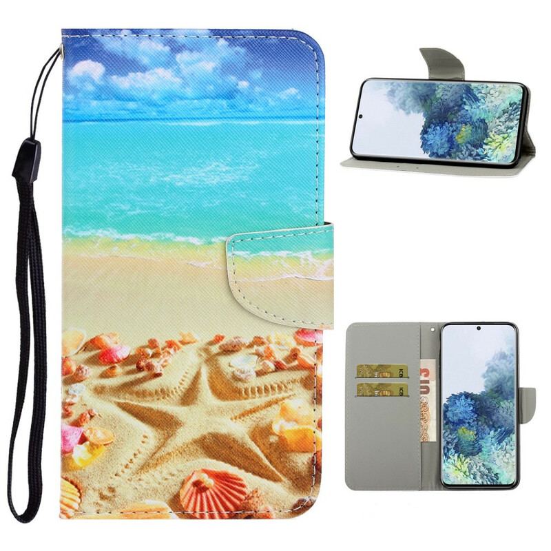 Flip Cover Samsung Galaxy S21 Plus 5G Med Snor Lanyard Beach