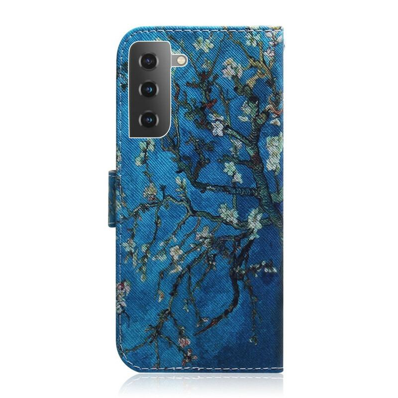 Læder Cover Samsung Galaxy S21 Plus 5G Blomstrende Trægren