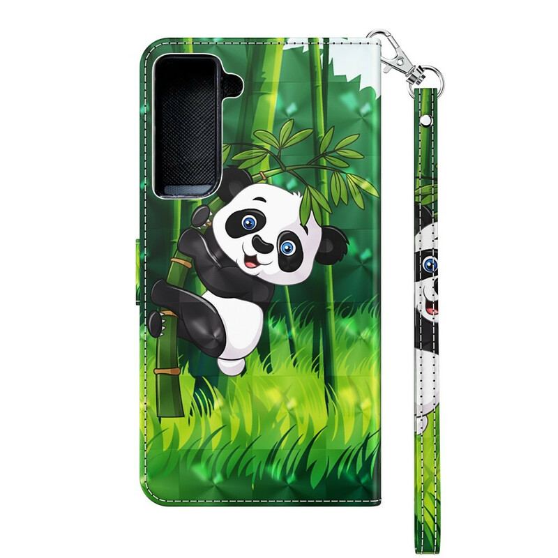 Læder Cover Samsung Galaxy S21 Plus 5G Panda Og Bambus