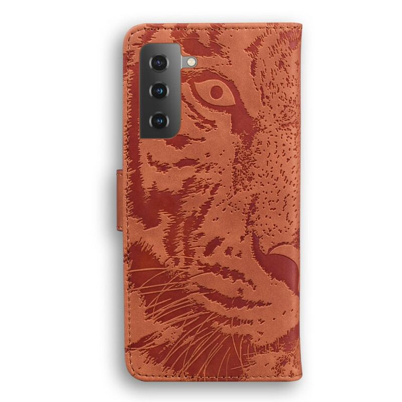 Læder Cover Samsung Galaxy S21 Plus 5G Tiger Ansigtsprint