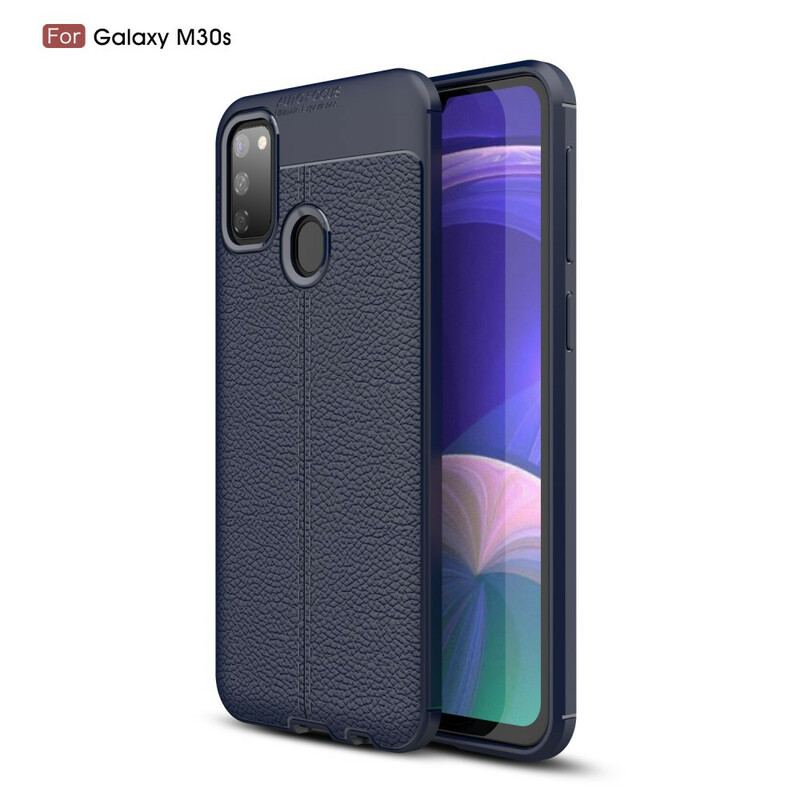 Cover Samsung Galaxy M21 Dobbelt Linje Litchi Læder Effekt