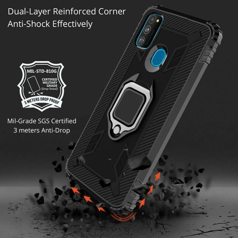 Cover Samsung Galaxy M21 Ring Og Kulfiber