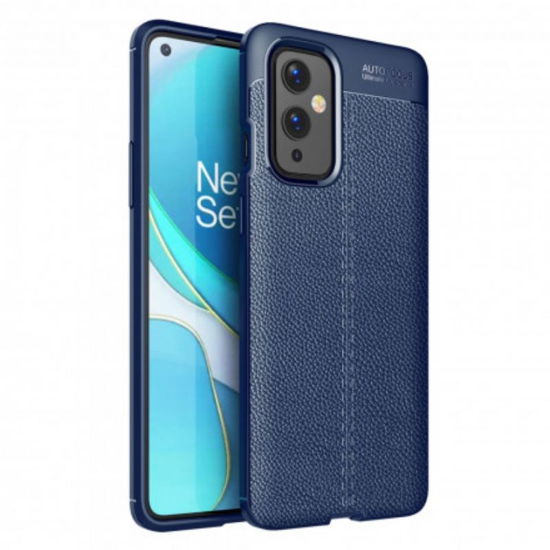 Cover OnePlus 9 Dobbelt Linje Litchi Læder Effekt