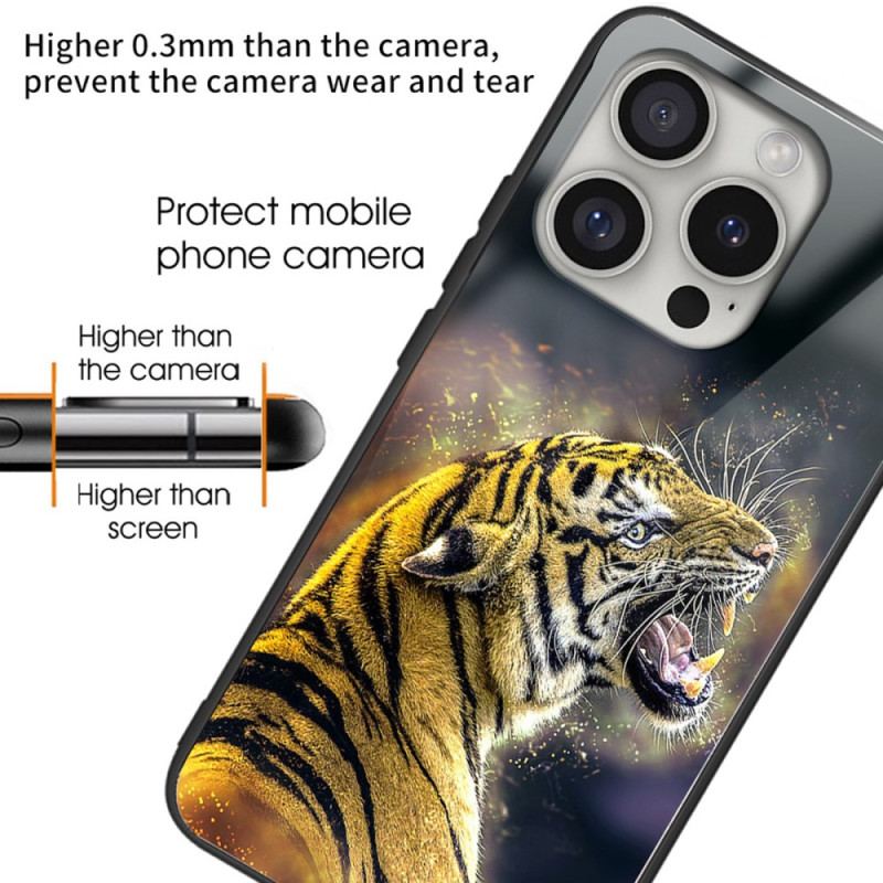 Cover iPhone 16 Pro Brølende Tiger Hærdet Glas