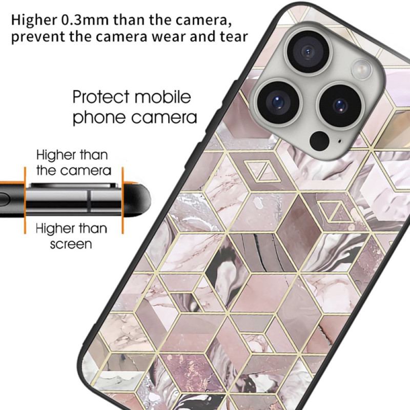 Cover iPhone 16 Pro Marmorblokke Af Hærdet Glas