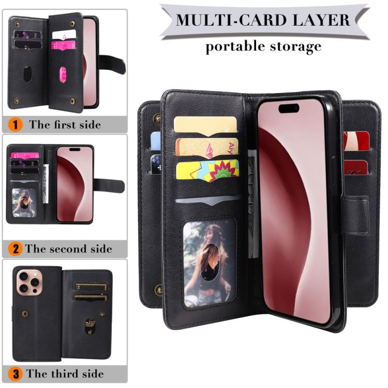 Cover iPhone 16 Pro Telefon Etui - 10 Kortholdere