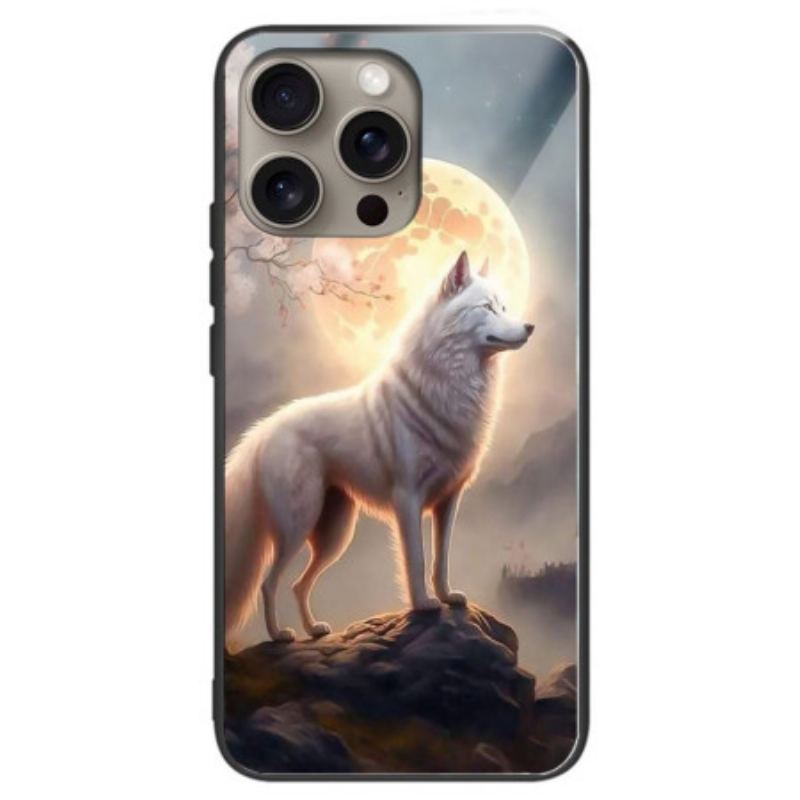 Cover Til iPhone 16 Pro Moonlight Wolf Hærdet Glas