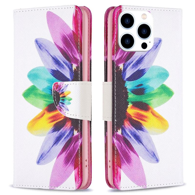 Flip Cover iPhone 16 Pro Akvarelblomst