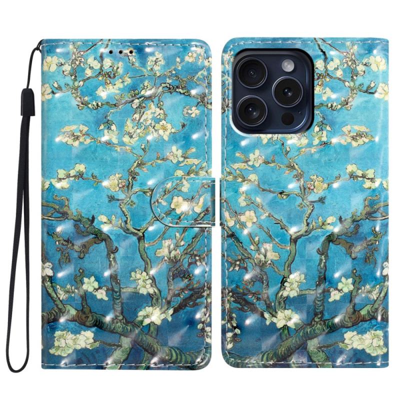 Flip Cover iPhone 16 Pro Blomsterkunst Med Rem