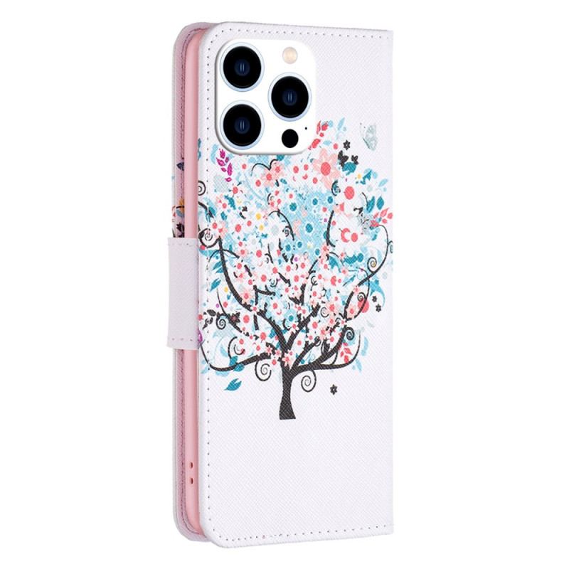 Flip Cover iPhone 16 Pro Blomstret Træ