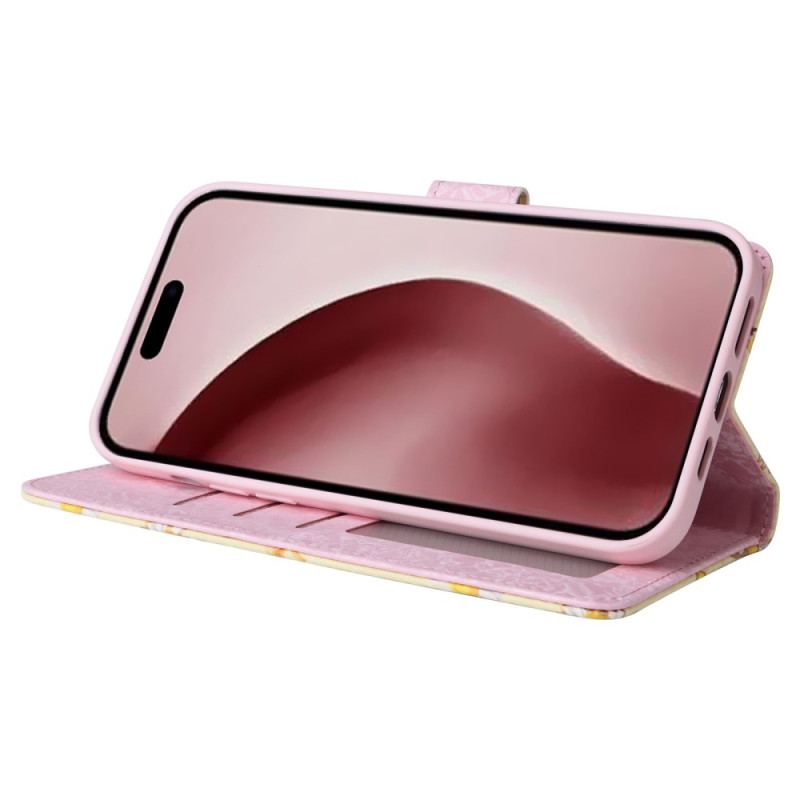 Flip Cover iPhone 16 Pro Floral Rfid Blocker Wallet