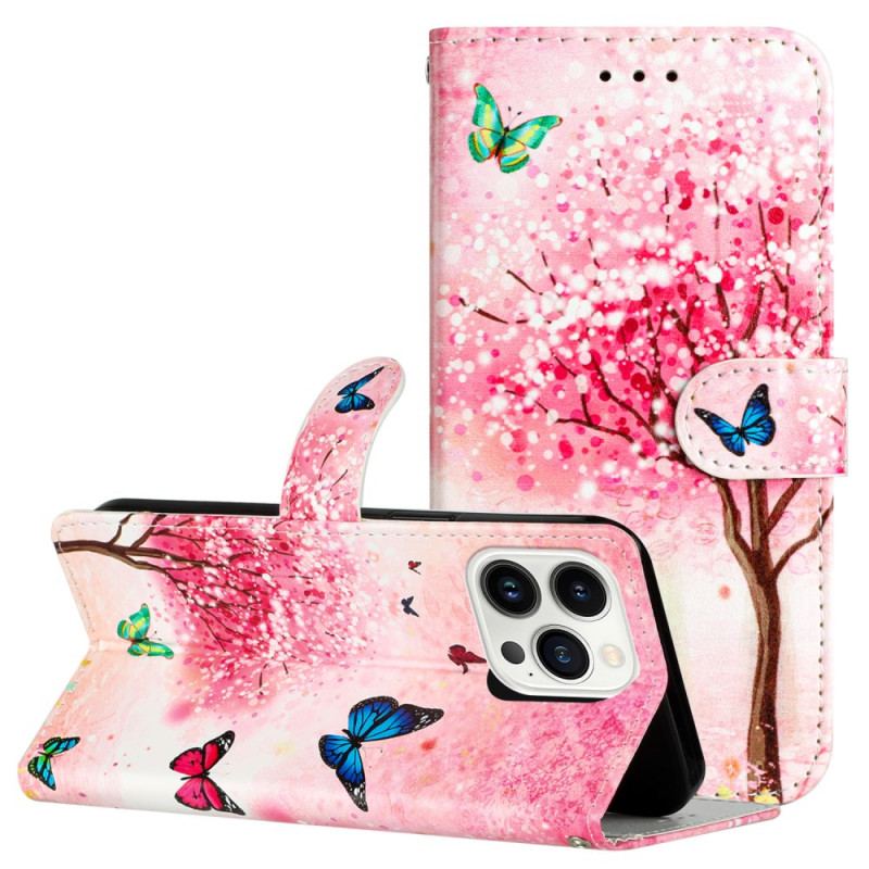 Flip Cover iPhone 16 Pro Kirsebærblomstmønster