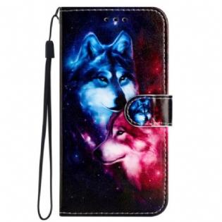 Flip Cover iPhone 16 Pro Lanyard Wolves