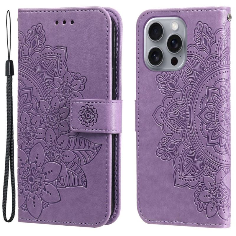 Flip Cover iPhone 16 Pro Mandala Print Med Rem