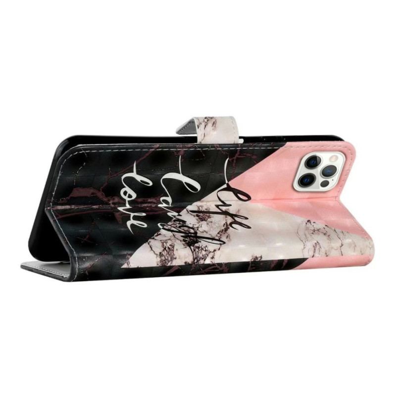 Flip Cover iPhone 16 Pro Trefarvet Marmor