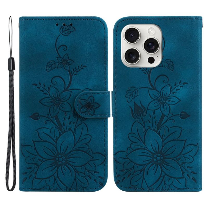 Læder Cover iPhone 16 Pro Telefon Etui Blomster