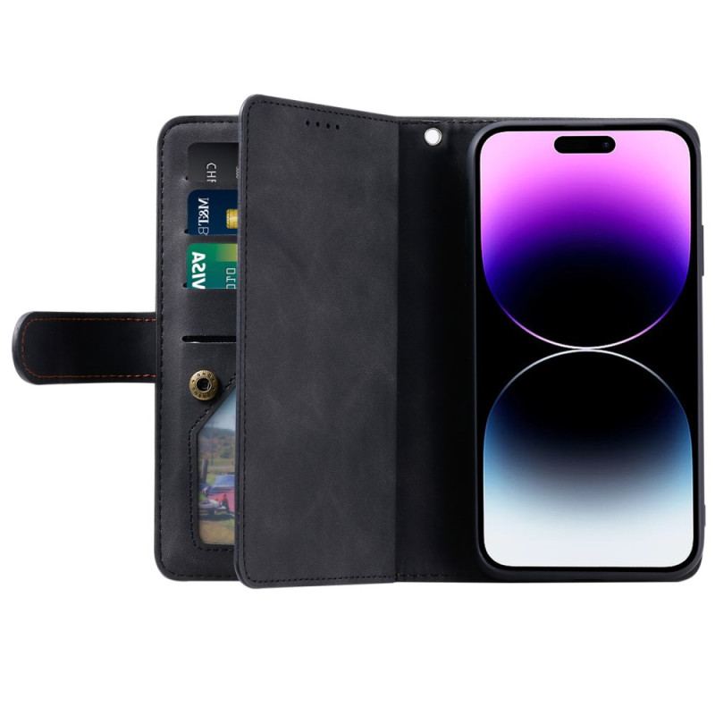 Læder Cover iPhone 16 Pro Telefon Etui Pung 9 Kortholdere