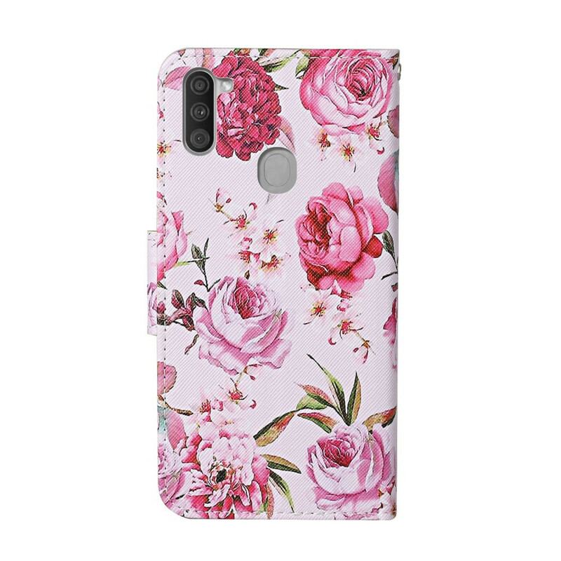 Flip Cover Samsung Galaxy M11 Mesterlige Blomster Med Rem