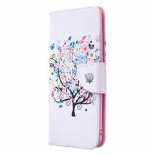 Læder Cover Samsung Galaxy M11 Blomstret Træ