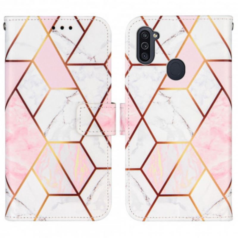 Læder Cover Samsung Galaxy M11 Geometrisk Marmor