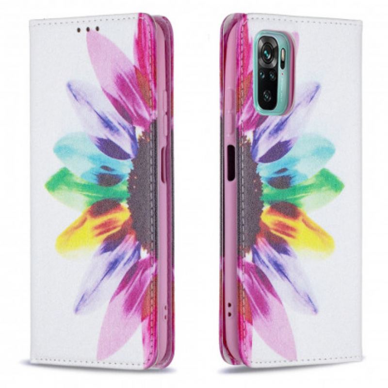 Cover Poco M5s Flip Cover Akvarel Blomst