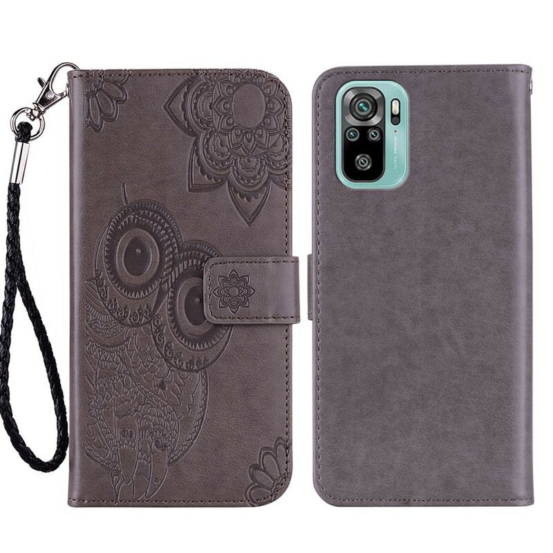 Flip Cover Poco M5s Ugle Mandala Og Lanyard