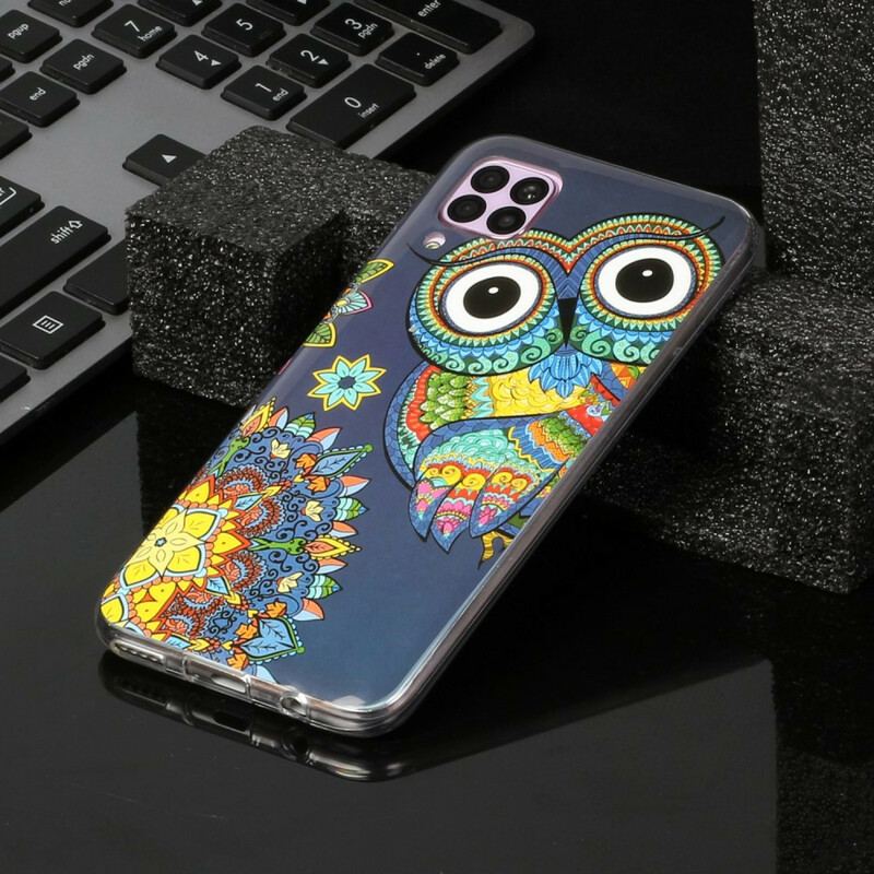 Cover Huawei P40 Lite Fluorescerende Ugle Mandala