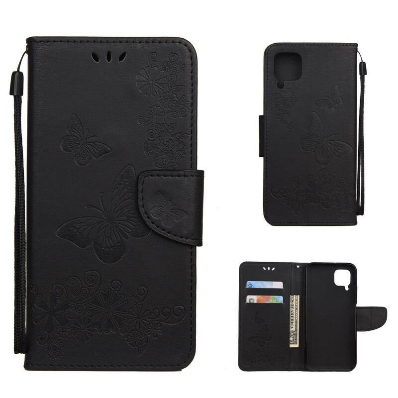 Flip Cover Huawei P40 Lite Kun Sommerfugle Med Snor