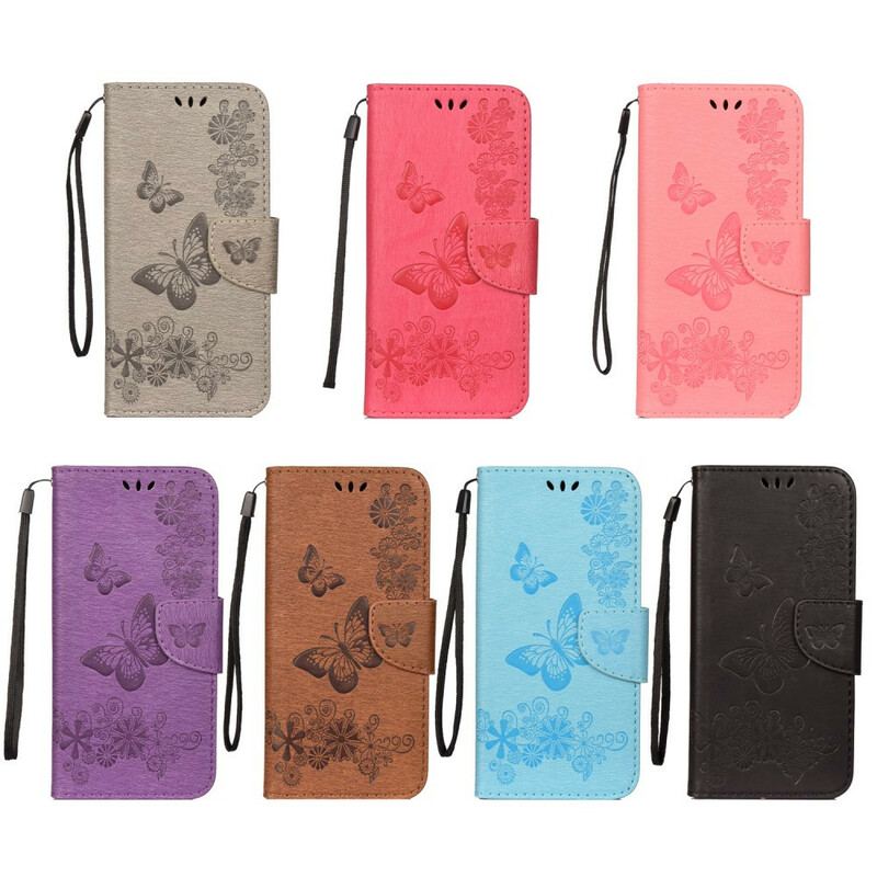 Flip Cover Huawei P40 Lite Kun Sommerfugle Med Snor