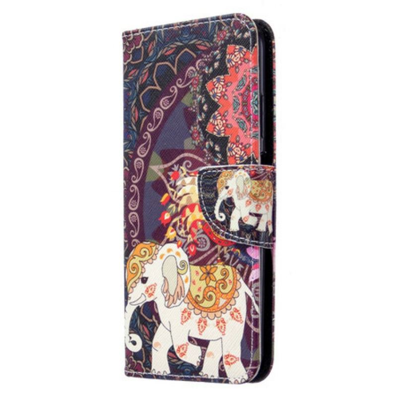 Flip Cover Huawei P40 Lite Mandala Med Etniske Elefanter