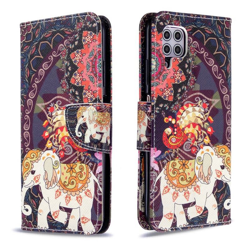 Flip Cover Huawei P40 Lite Mandala Med Etniske Elefanter