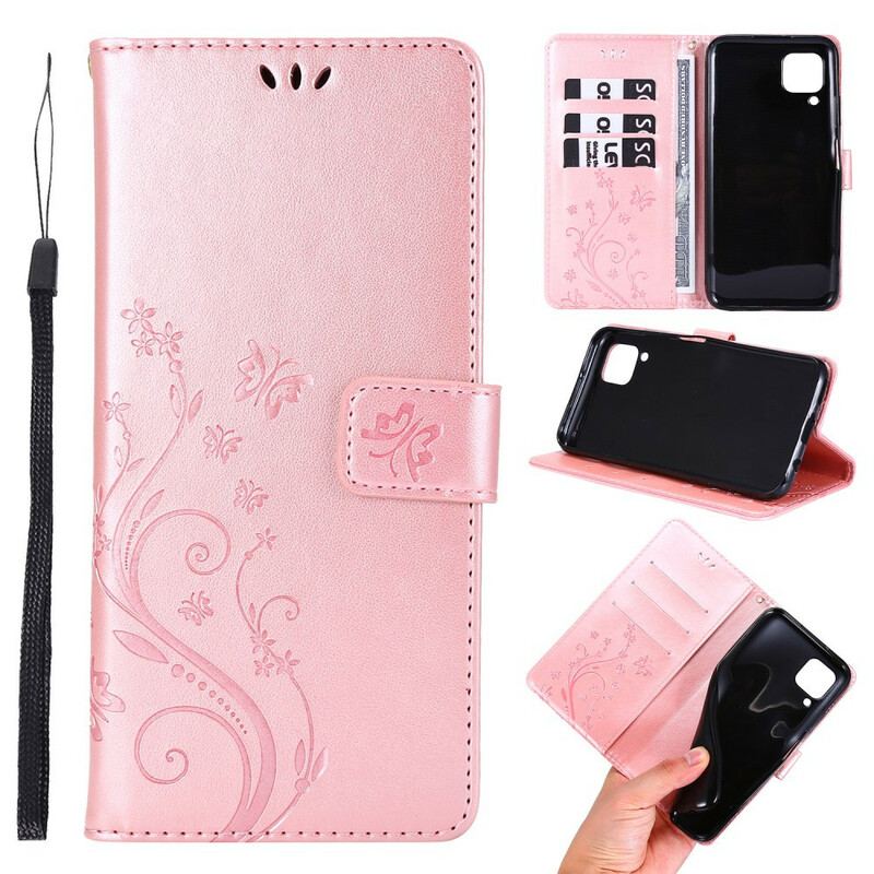 Flip Cover Huawei P40 Lite Sommerfugle Og Blomster