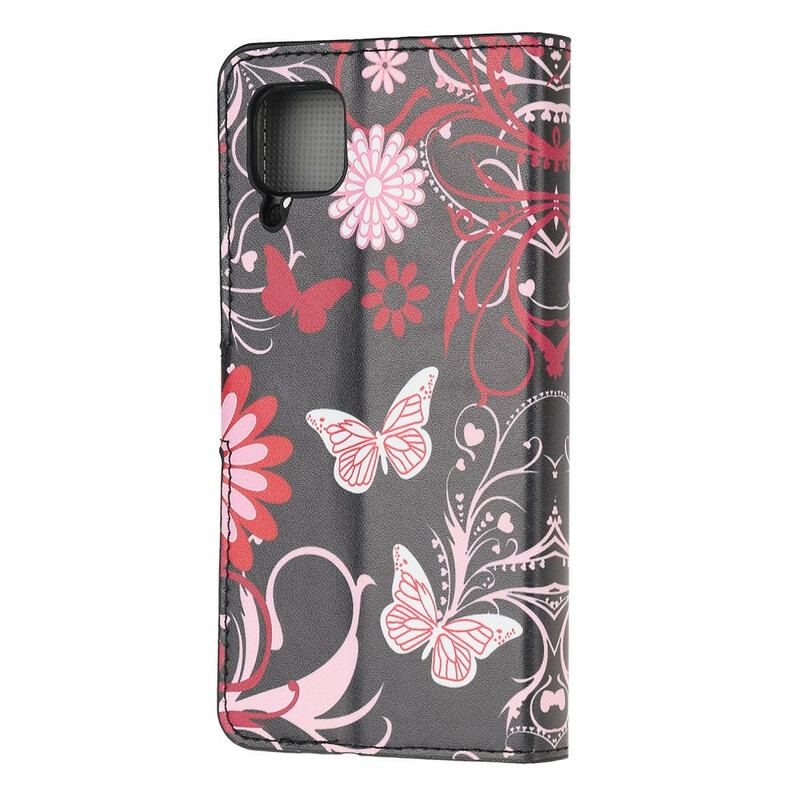 Flip Cover Huawei P40 Lite Sommerfugle Og Blomster