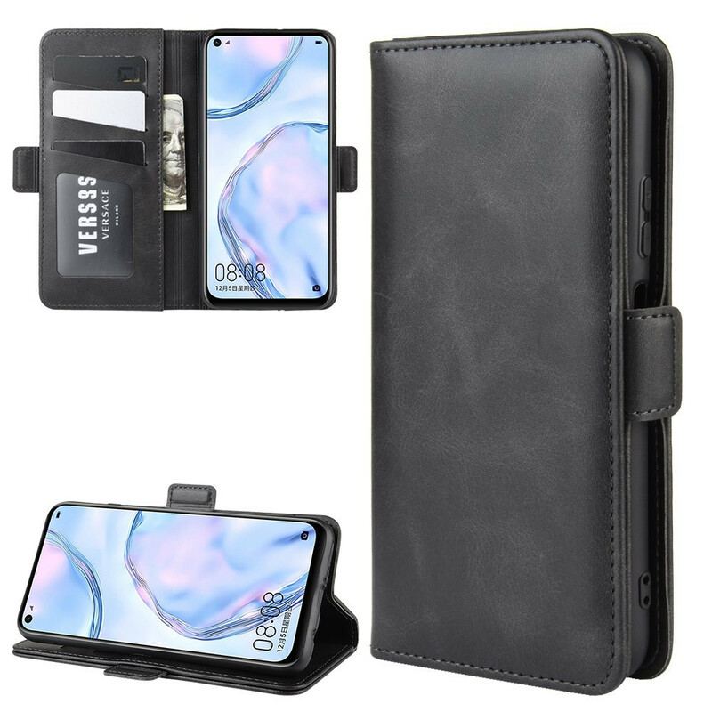 Læder Cover Huawei P40 Lite Flip Cover Dobbelt Klap