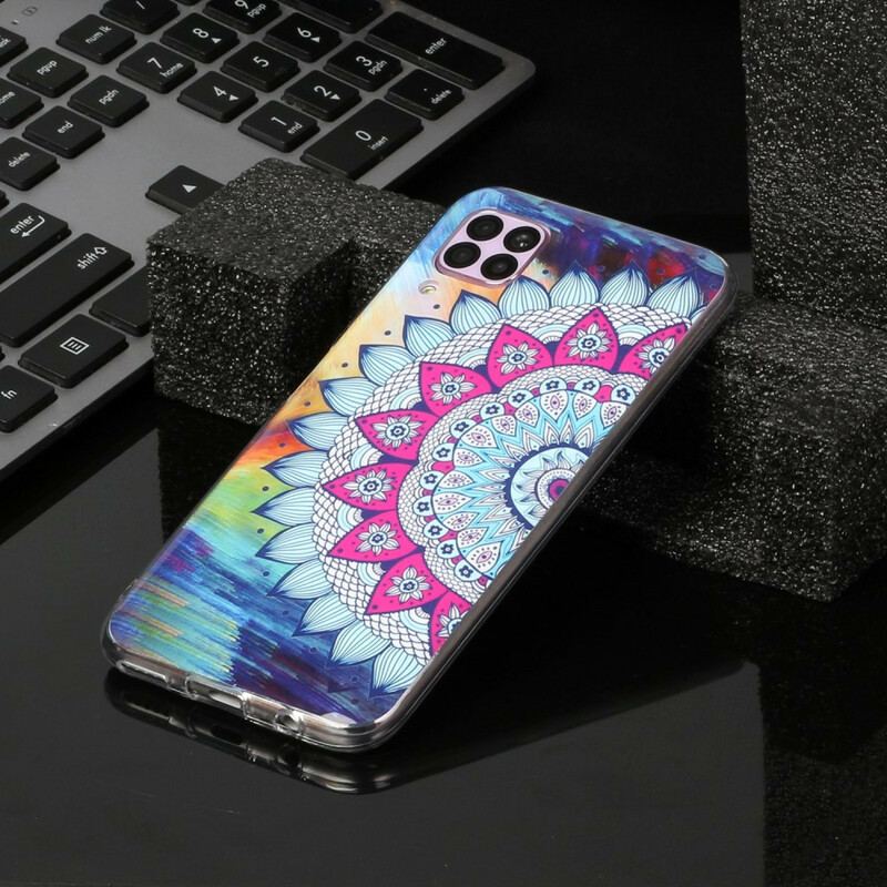 Mobilcover Huawei P40 Lite Fluorescerende Ugle Mandala