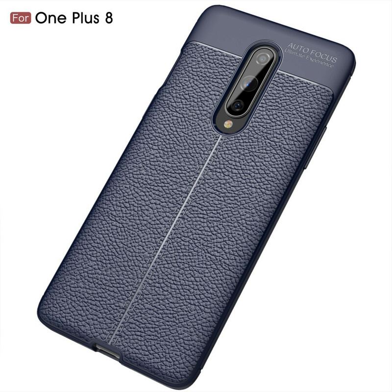 Cover OnePlus 8 Dobbelt Linje Litchi Læder Effekt