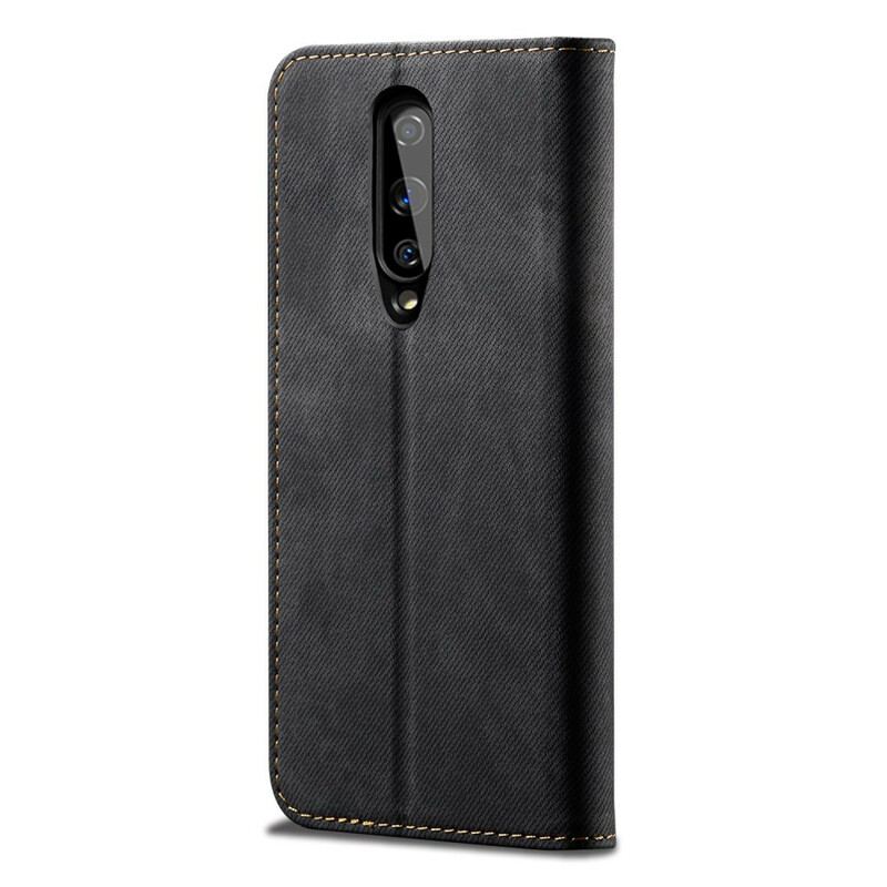 Cover OnePlus 8 Flip Cover Tekstur På Jeans I Imiteret Læder