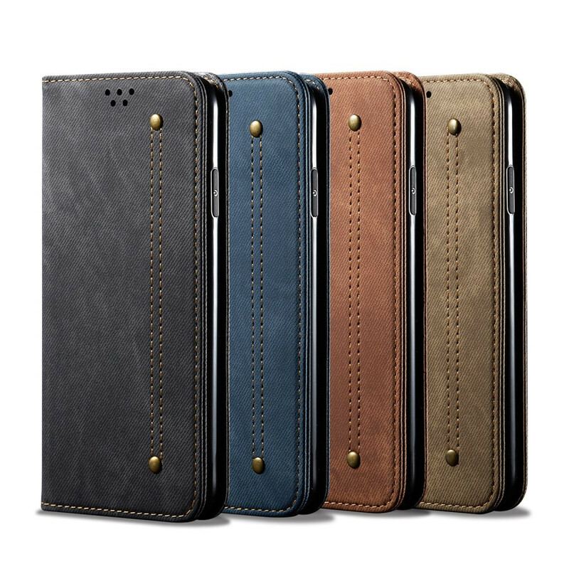 Cover OnePlus 8 Flip Cover Tekstur På Jeans I Imiteret Læder