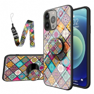 Cover iPhone 13 Pro Patchwork Magnetisk Holder