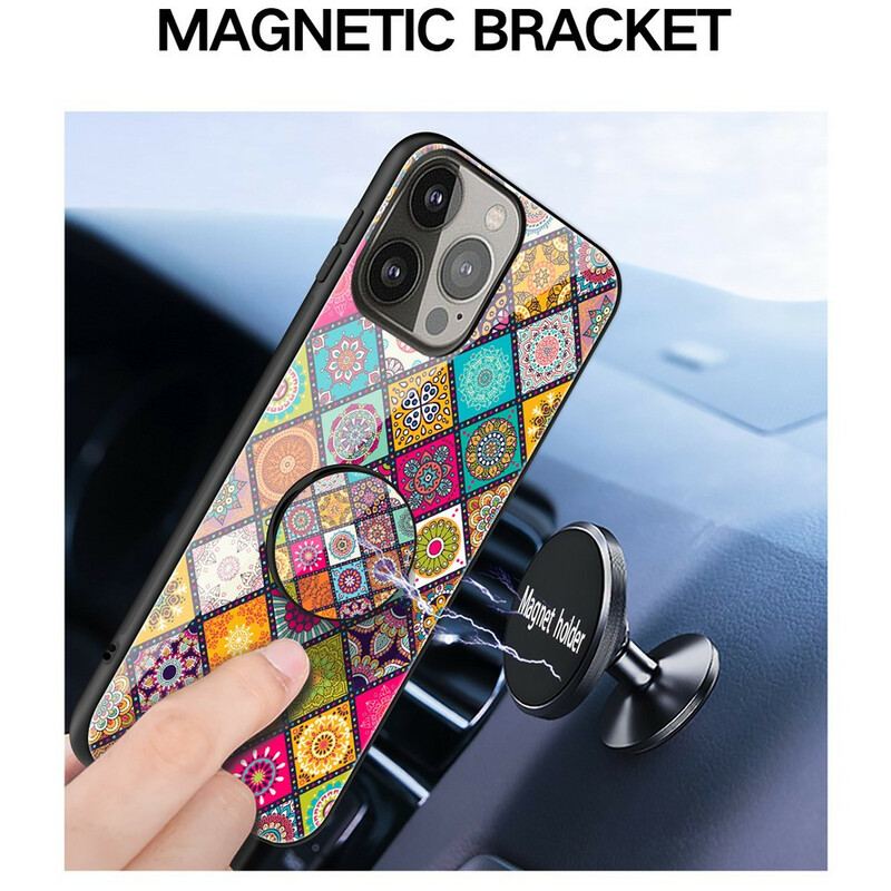 Cover iPhone 13 Pro Patchwork Magnetisk Holder