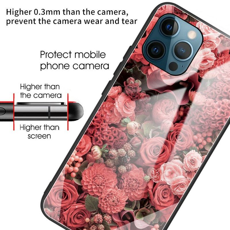 Cover iPhone 13 Pro Rose Blomster Hærdet Glas