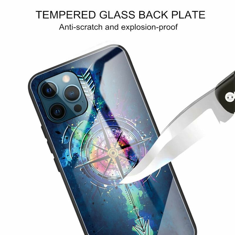 Cover iPhone 13 Pro Vindrose Hærdet Glas