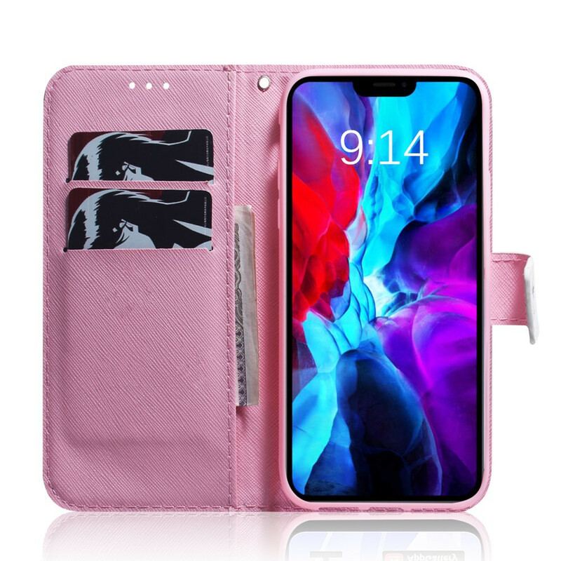 Flip Cover iPhone 13 Pro Blomst Støvet Pink