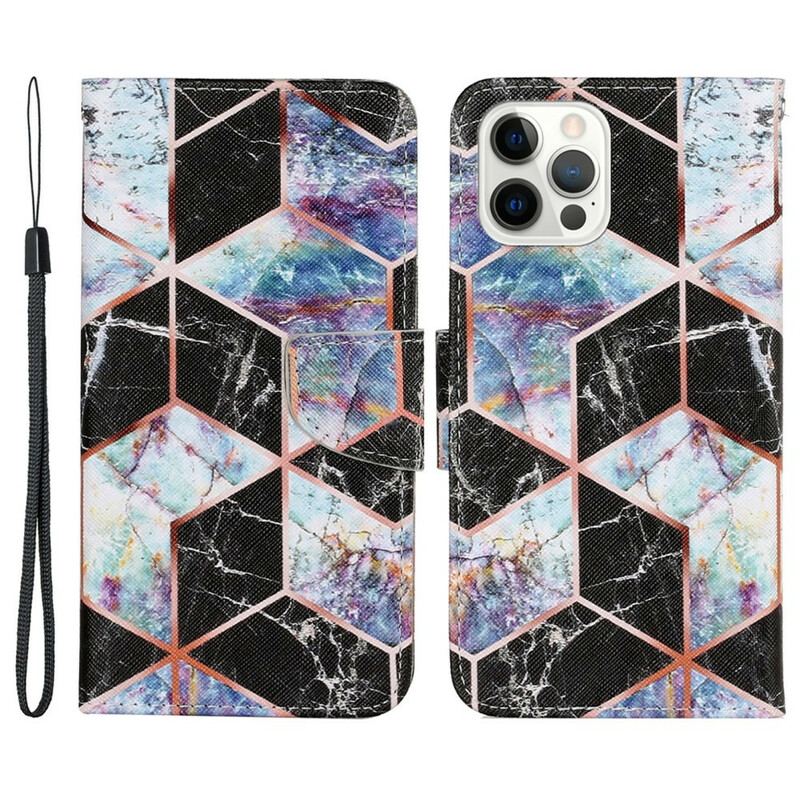 Flip Cover iPhone 13 Pro Geometrisk Marmorstil