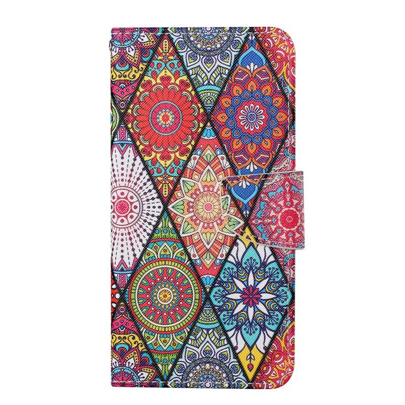 Flip Cover iPhone 13 Pro Patchwork Med Lanyard