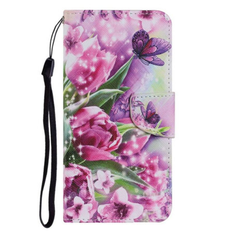 Flip Cover iPhone 13 Pro Sommerfugle Og Tulipaner